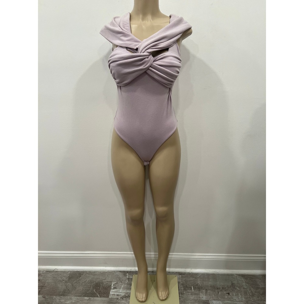 Sophie Rue Bodysuit Regan Twist Front Womens Small Lavender Off Shoulder New